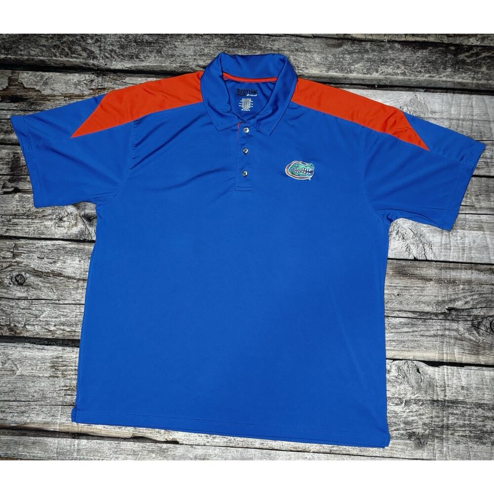 Section 101 Majestic Embroidered Florida Gators Polo Shirt Size XXL Blue/Orange